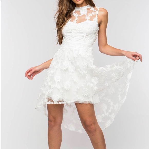 White Lace Hi Low Dress (New & Unworn) - Picture 1 of 6